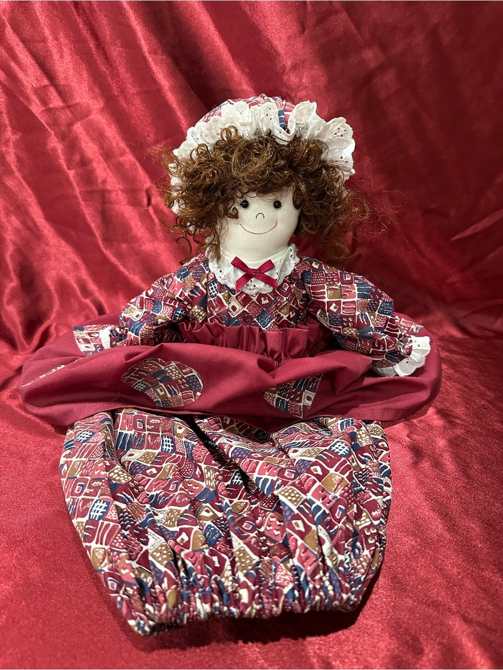 Vintage Deborah Spangler Apron Doll 22" Artist Cloth Doll with Big Skirt